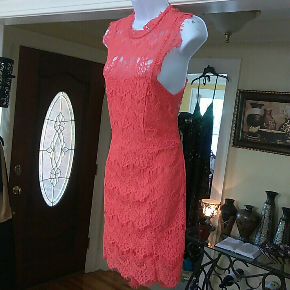 Free People ladies fringe orange dress
